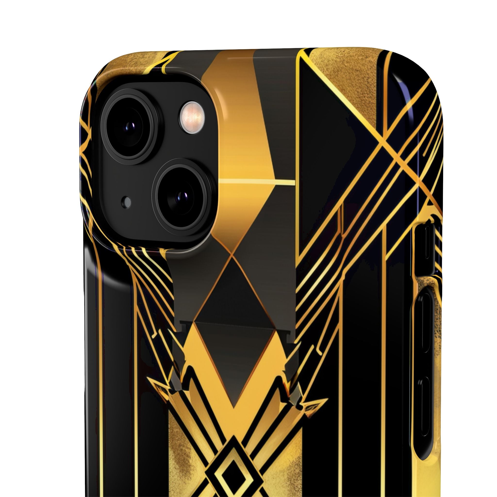 Golden Geometric Elegance iPhone 14 - Slim Phone Case