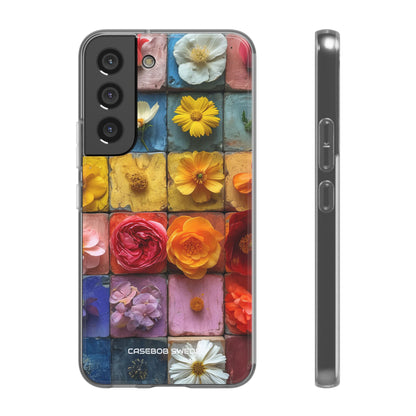 Vibrant Floral Tiles - Flexi Samsung S22 Phone Case