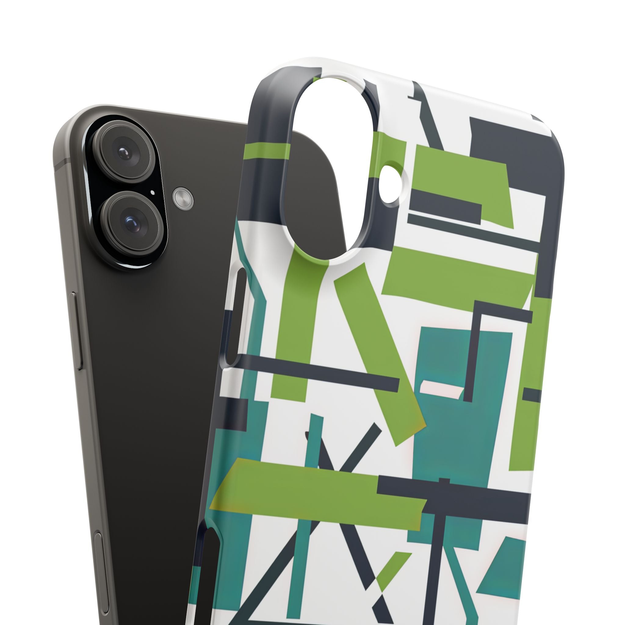 Green Geometry Glide iPhone 16 - Slim Phone Case