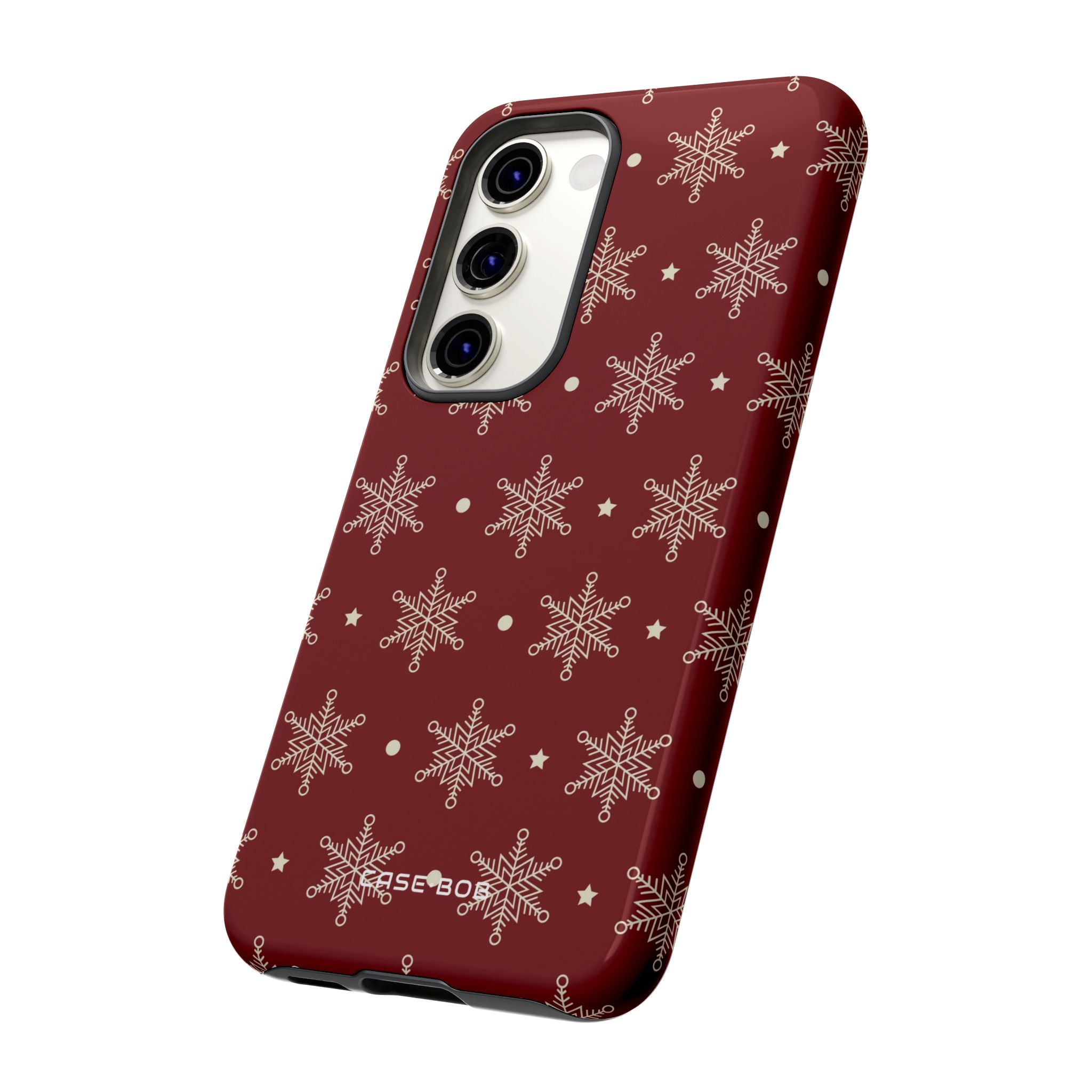 Cream Snowflake Crimson Samsung S23 Case - Tough