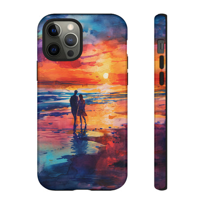 Beach Sunset Love Silhouettes - Protective Phone Case