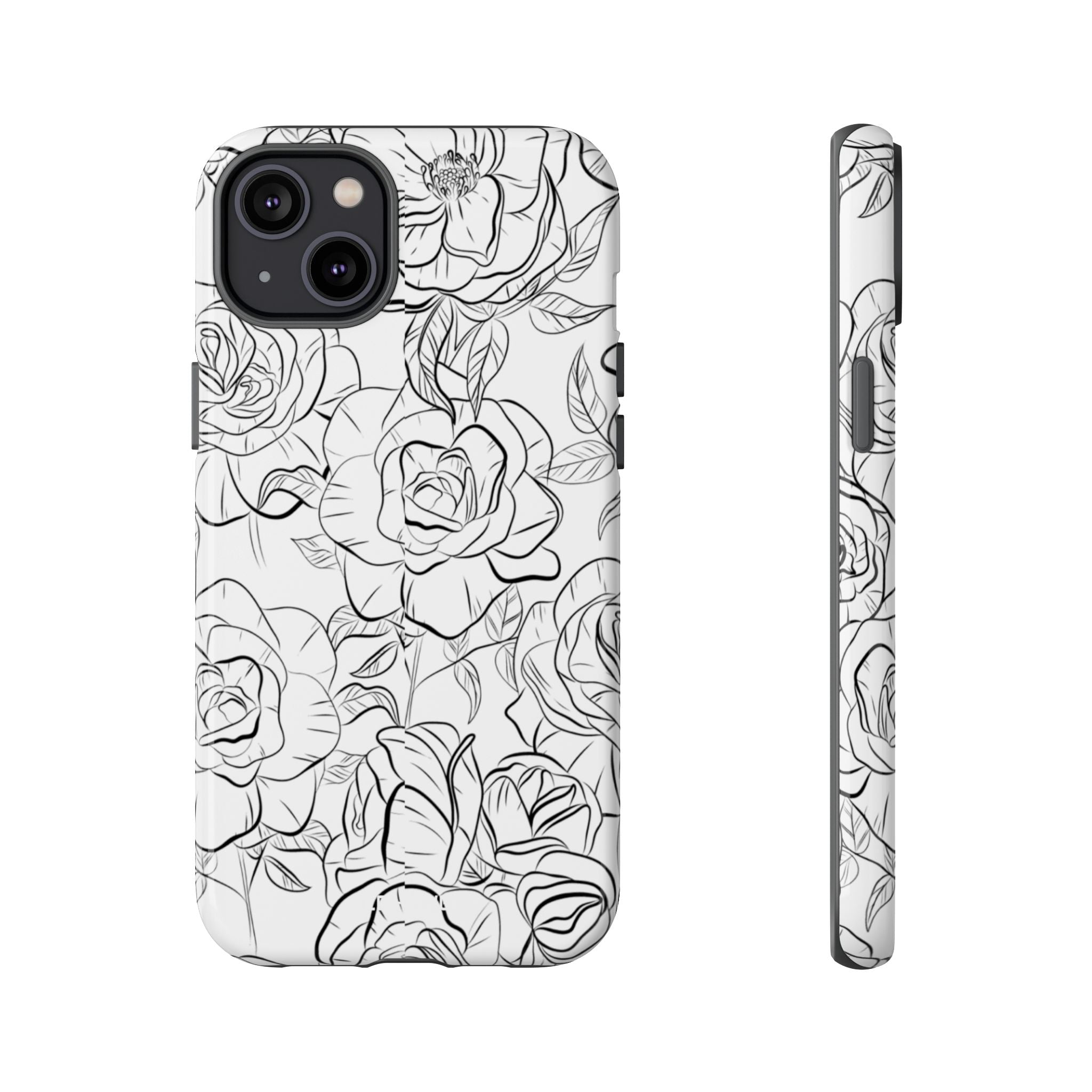 Intricate Rose Sketches - iPhone Case