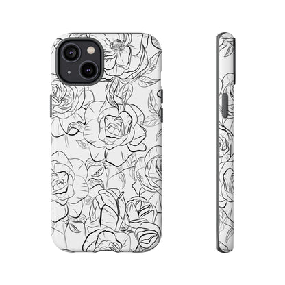 Intricate Rose Sketches - iPhone Case
