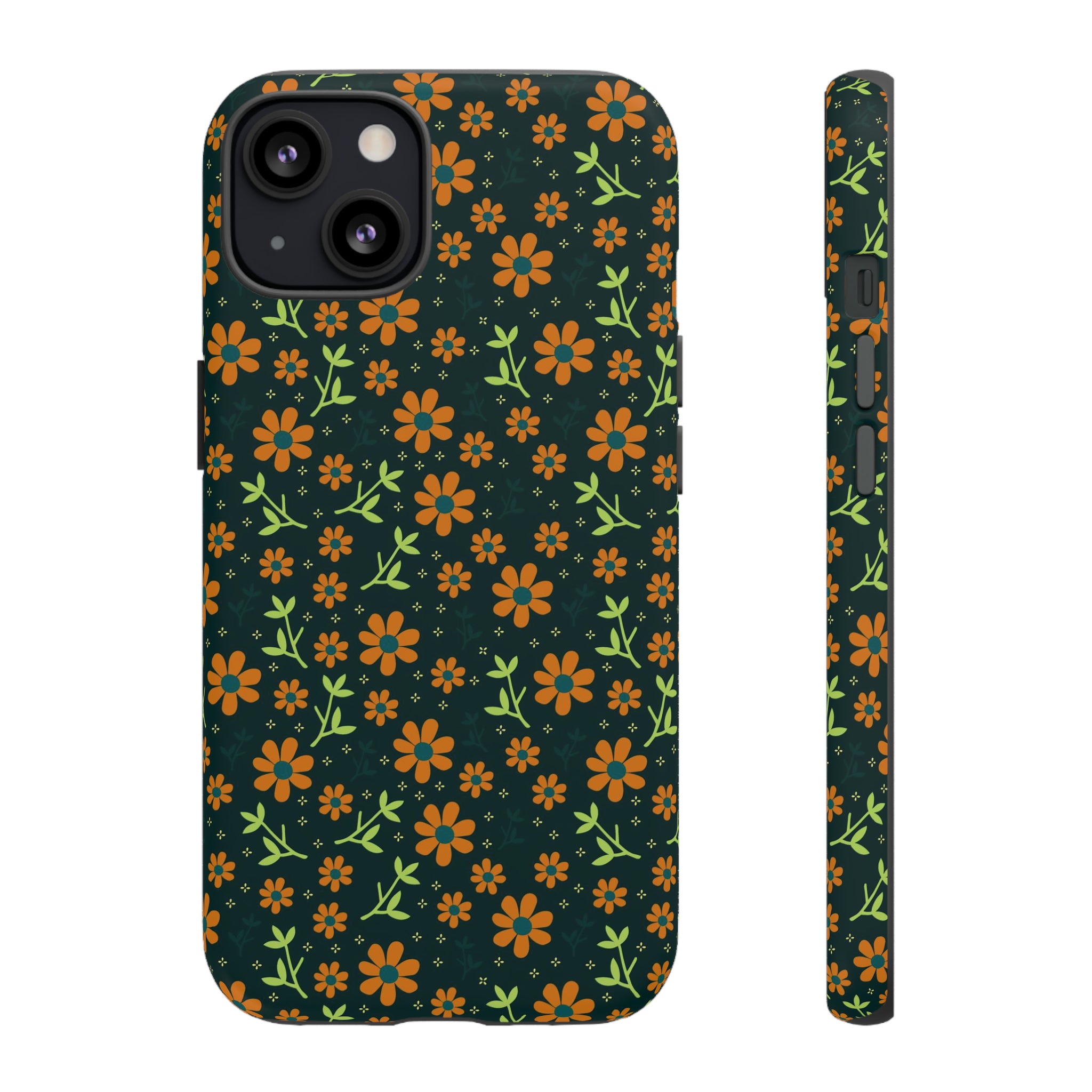 Green Flower Pattern - Protective Phone Case