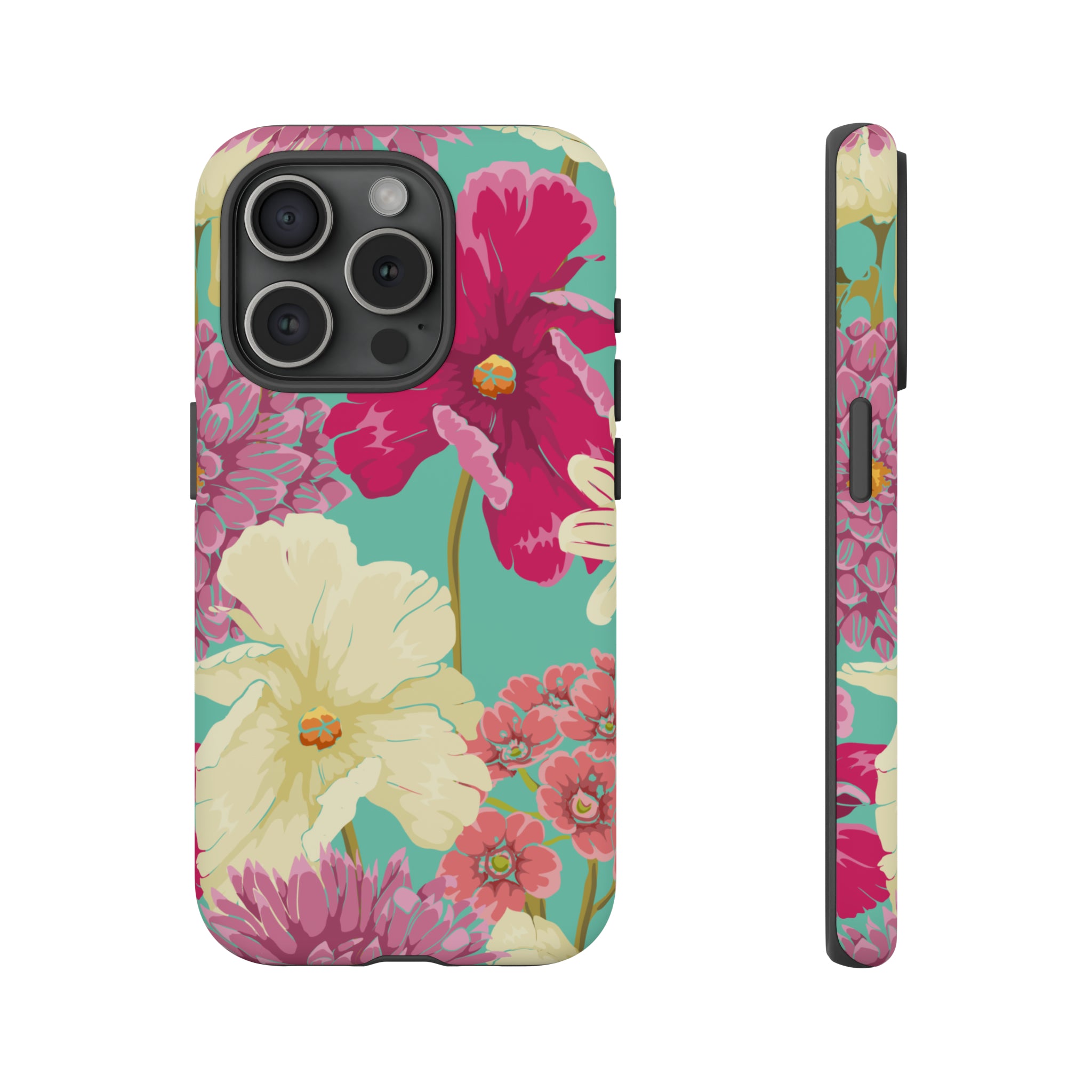 Colorful flowers in watercolor iPhone case - Protective Phone Case