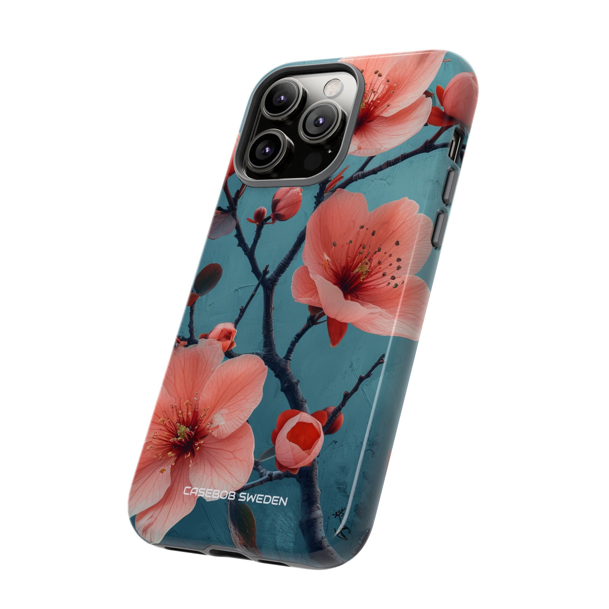 Teal Coral Blossom - Tough iPhone 14 Phone Case