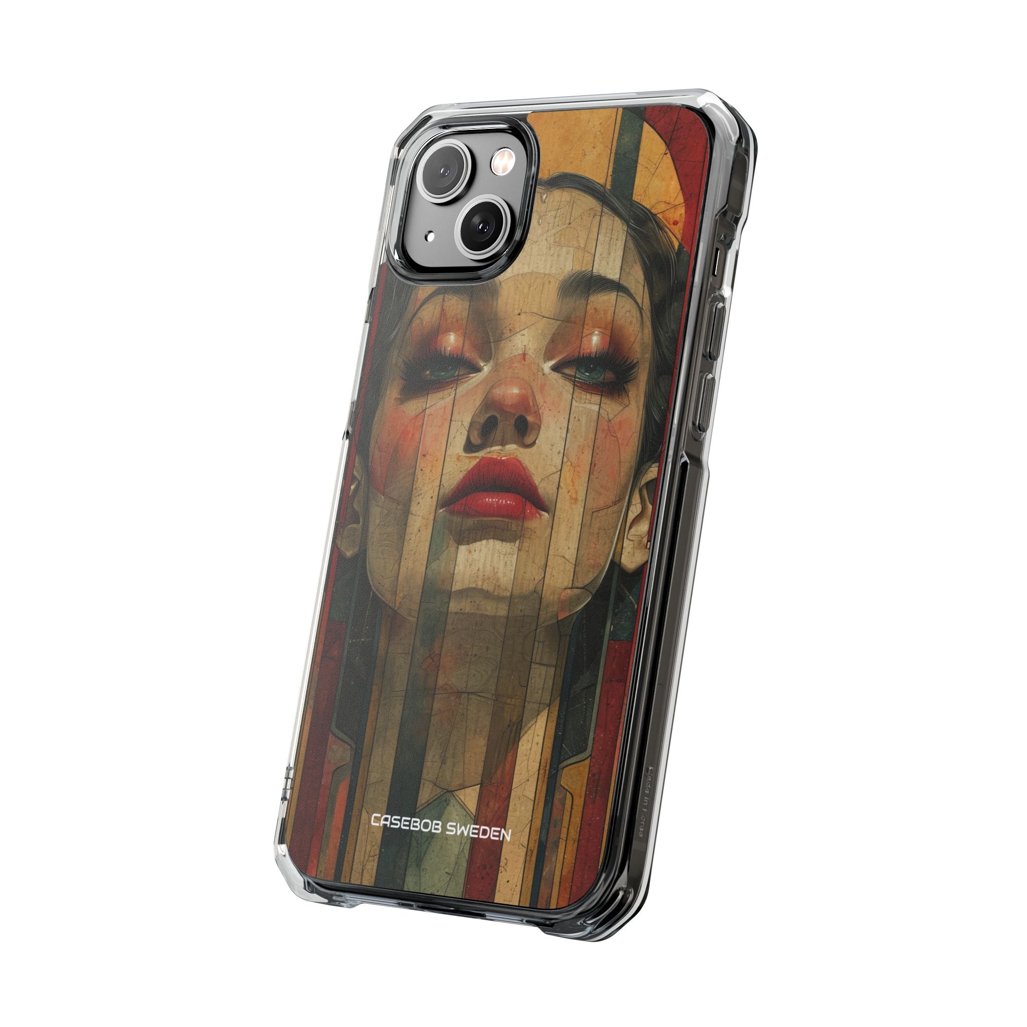 Bold Art Deco Portrait - Clear Impact iPhone 14 Phone Case