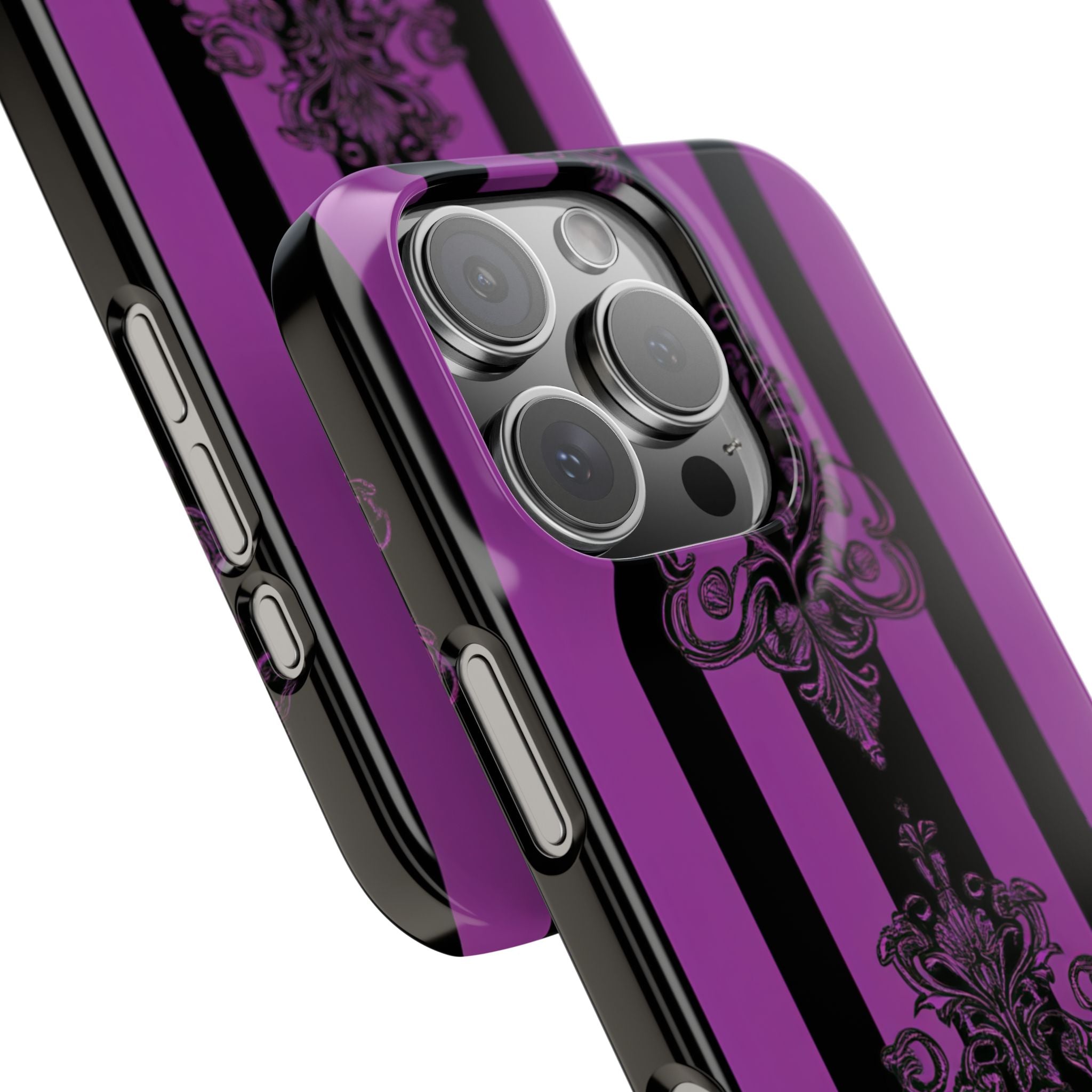 Gothic Elegance with Vertical Stripes and Ornamental Motifs iPhone 16 - Slim Phone Case