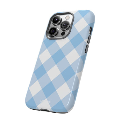 Soft Blue Gingham Elegance - iPhone Case