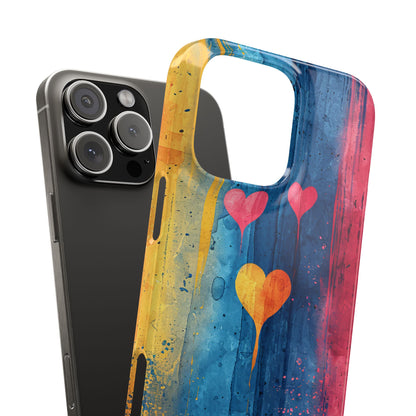 Hearts Watercolor Art - Slim iPhone 16 Phone Case