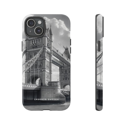 Tower Bridge Monochrome Architecture Study iPhone 15 - Tough Phone Case