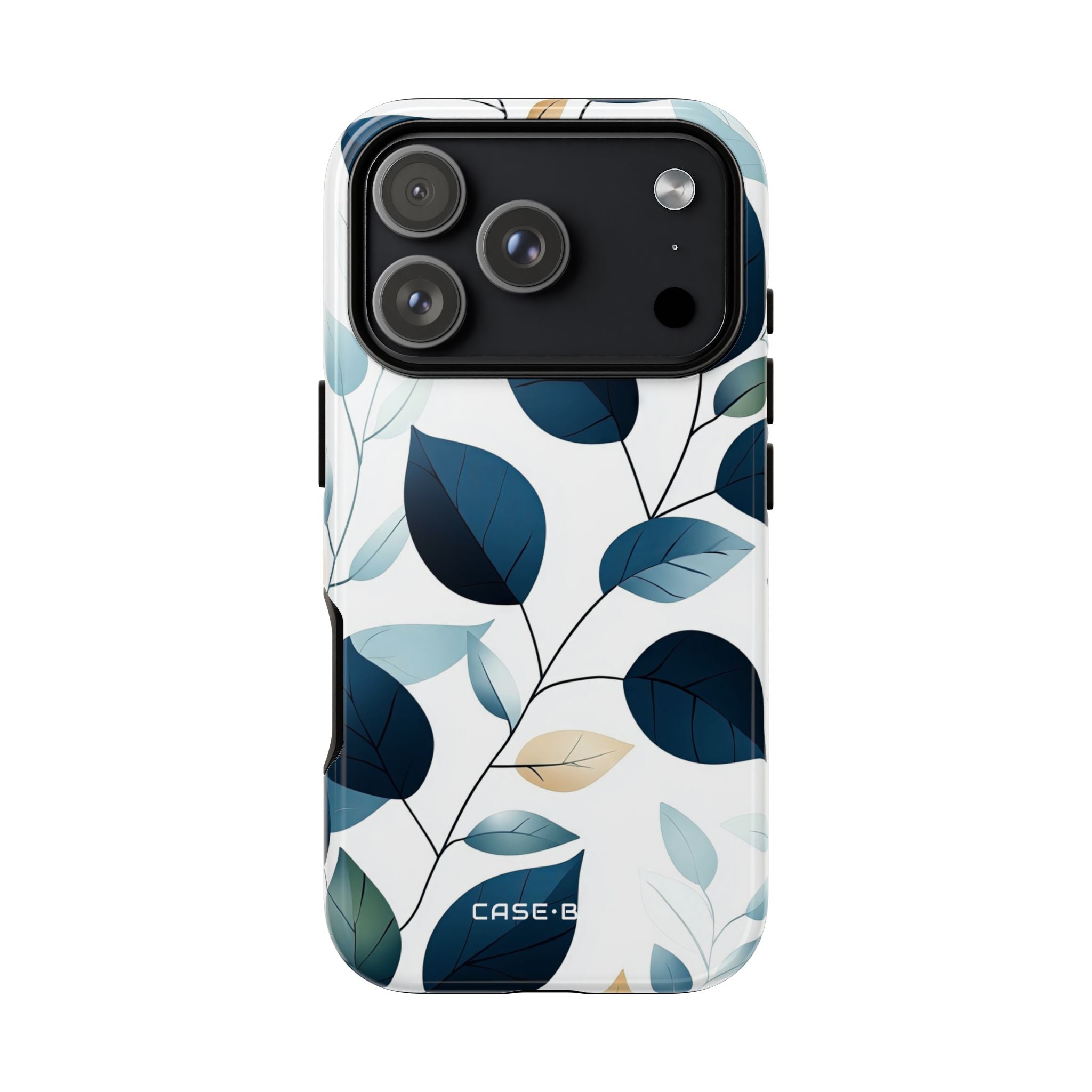 Navy Leaf Veins iPhone 17 Pro Case - Tough