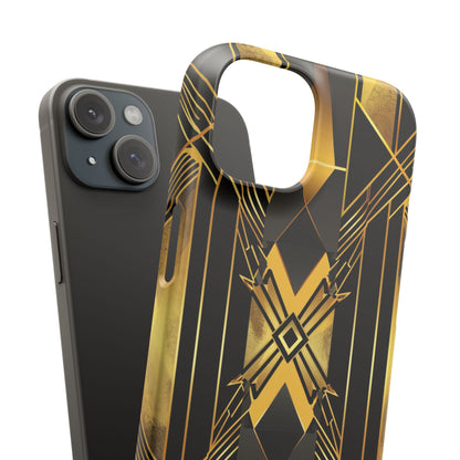 Golden Geometric Elegance iPhone 15 - Slim Phone Case