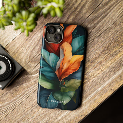 Tropical Leafburst iPhone 15 Plus Case - Tough