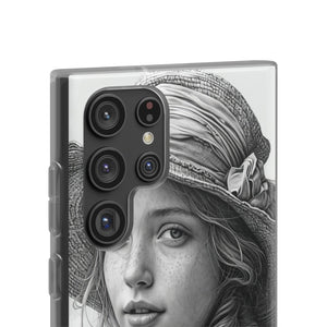 Serene Sketch Portrait | Flexible Phone Case for Samsung Galaxy