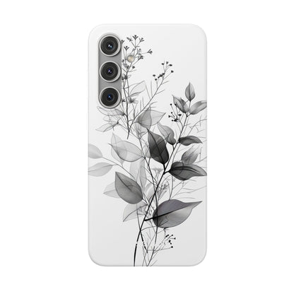 Veined Leaves Gray Samsung S24 Plus Case - Soft