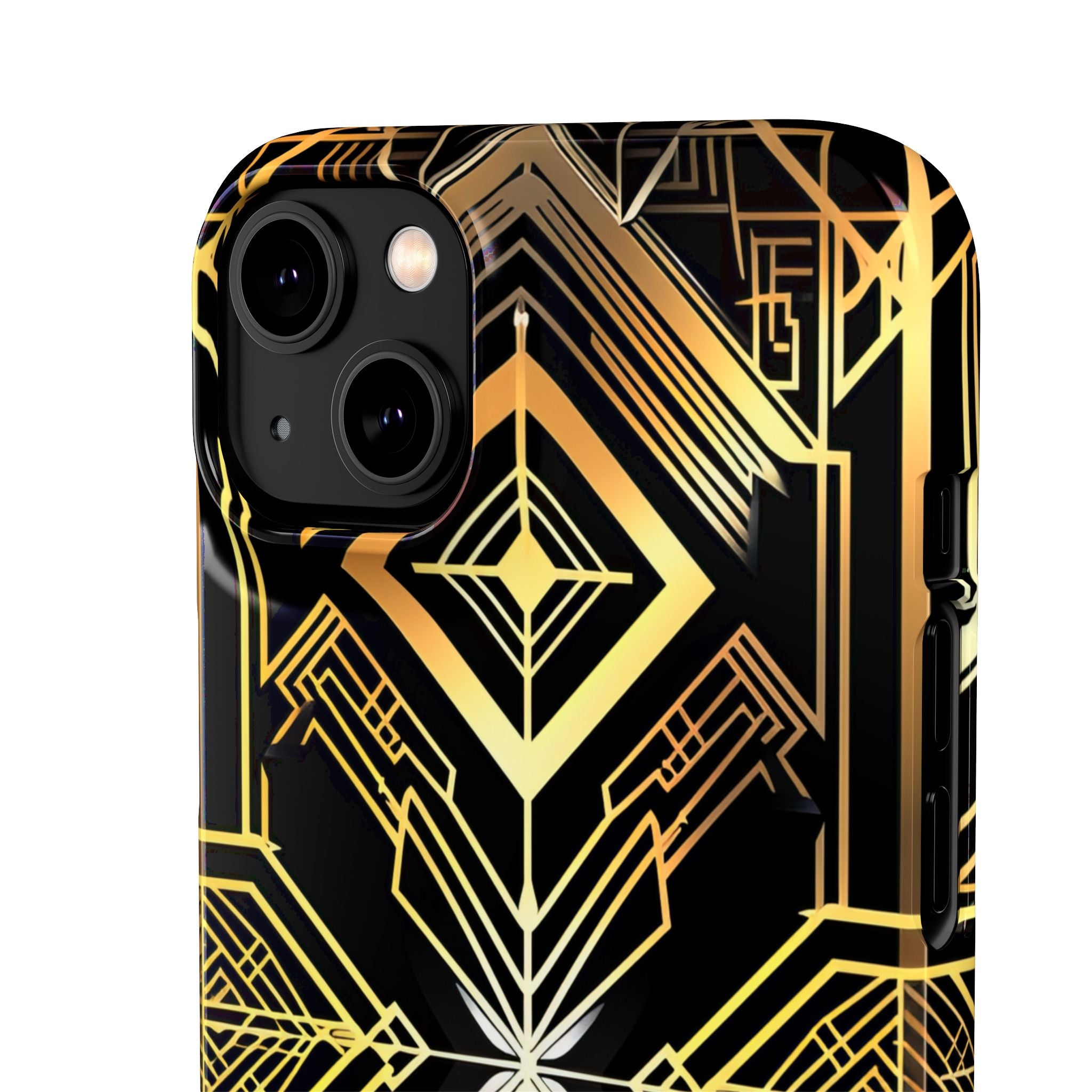 Golden Geometric Opulence iPhone 14 - Slim Phone Case