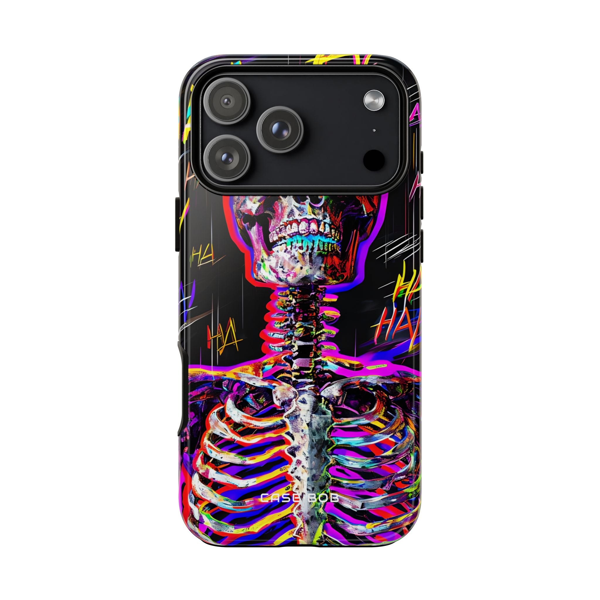 Neon Skeleton Laugh iPhone 17 Pro Max Case - Tough