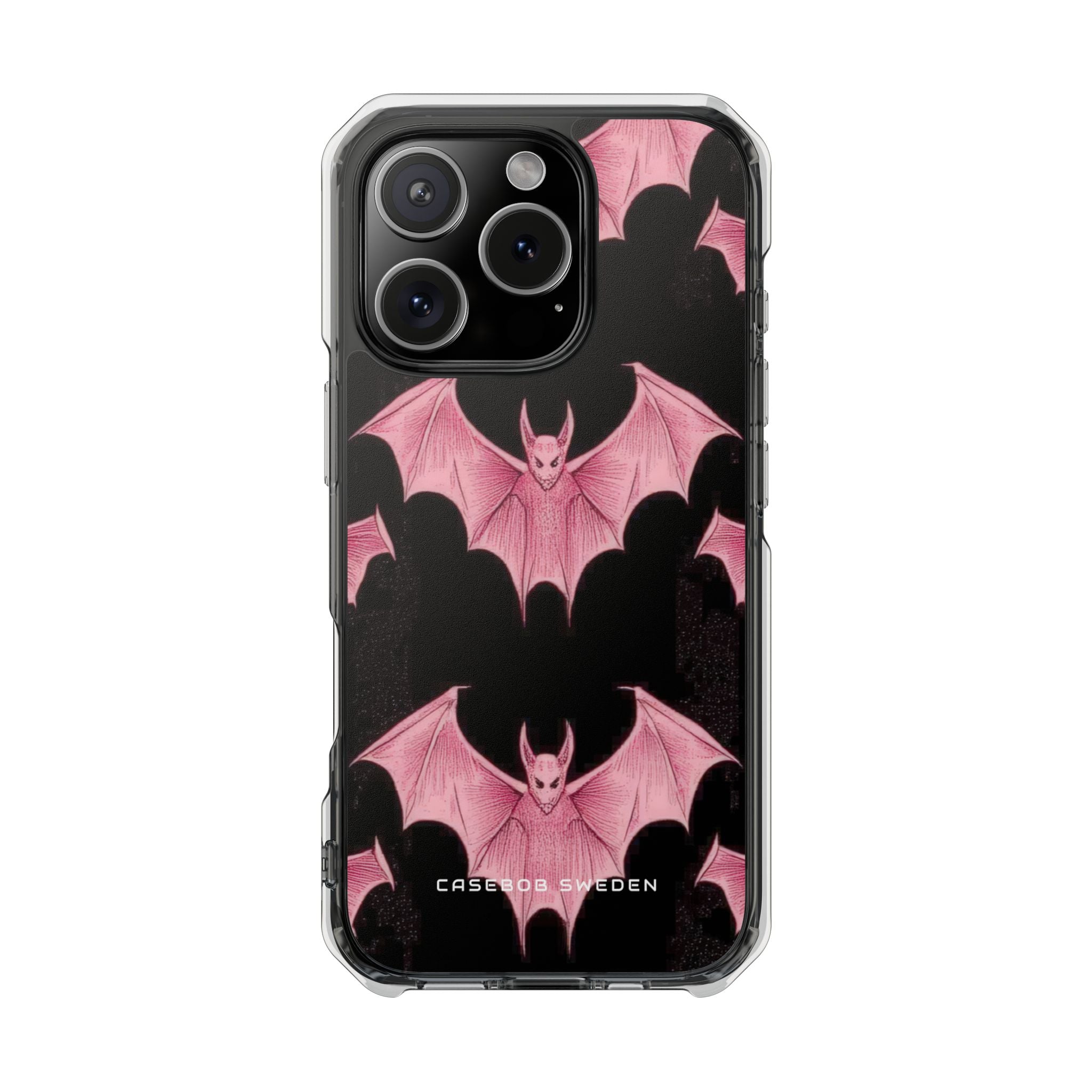 Gothic Pink Bats Aflame iPhone 16 - Clear Impact Phone Case