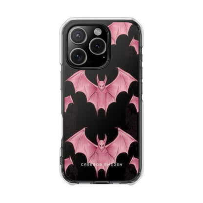 Gothic Pink Bats Aflame iPhone 16 - Clear Impact Phone Case