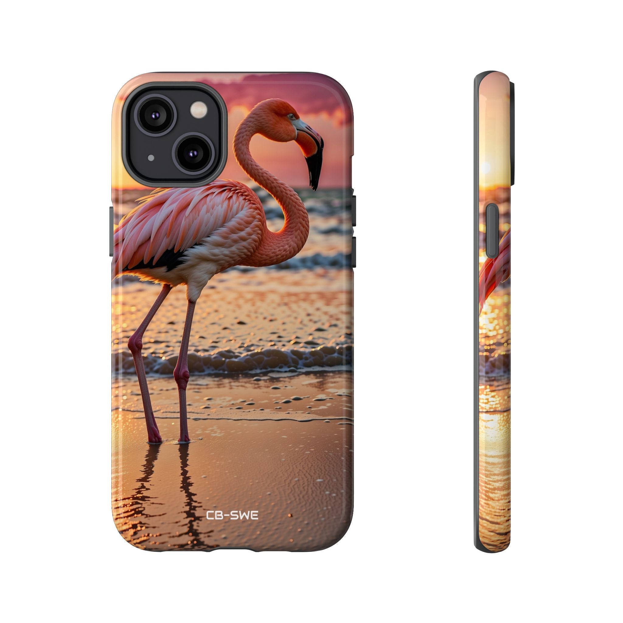 Sunset Flamingo Stand - iPhone Case