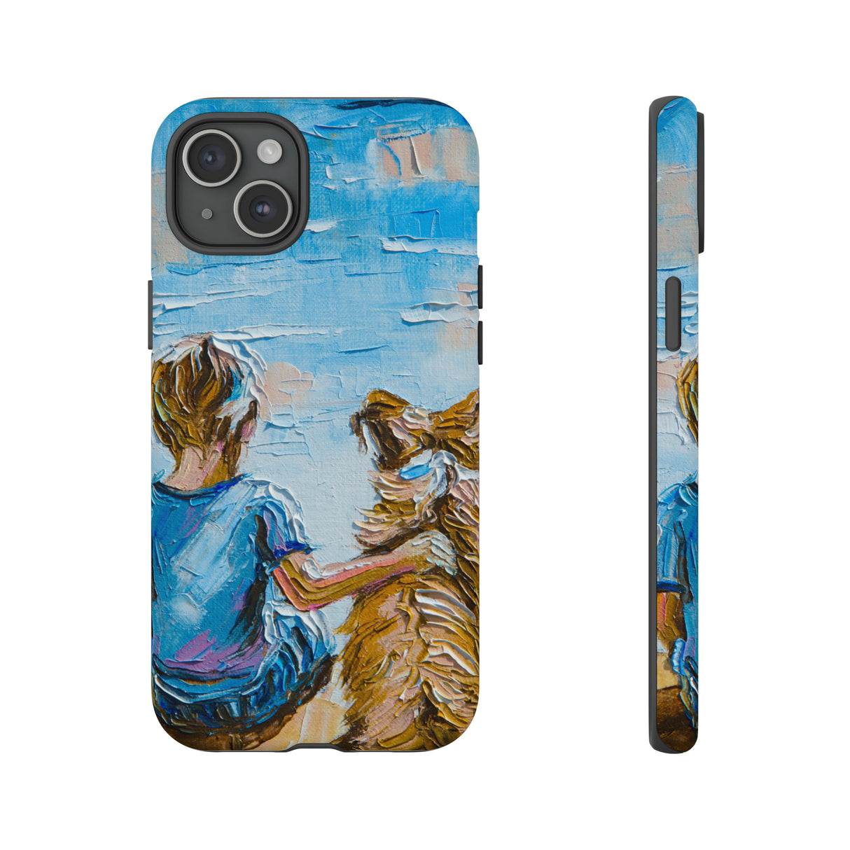 Boy with Dog - Protective Phone Case