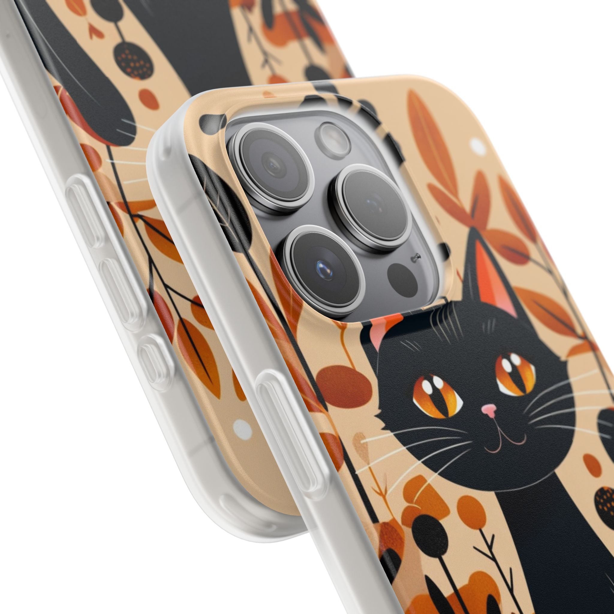 Black Cat Glow iPhone 15 Pro Case - Soft