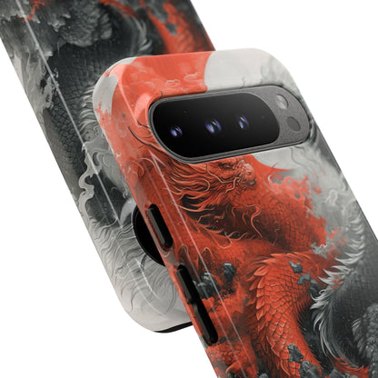 Twin Dragons Crimson Google Pixel 9 Pro XL Case - Tough