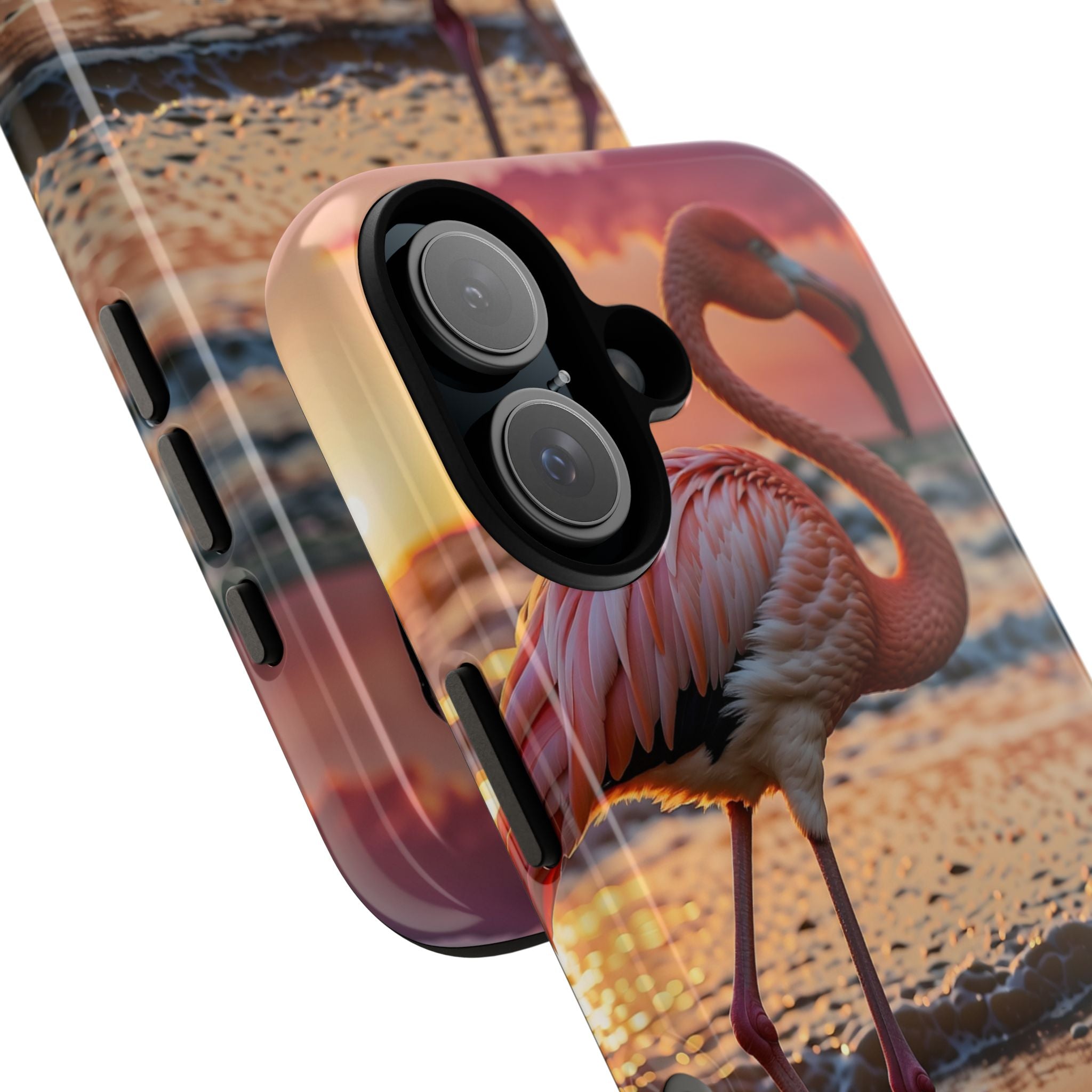 Sunset Flamingo Stand - iPhone Case