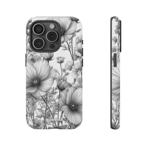 Monochrome Flora | Protective Phone Case for iPhone