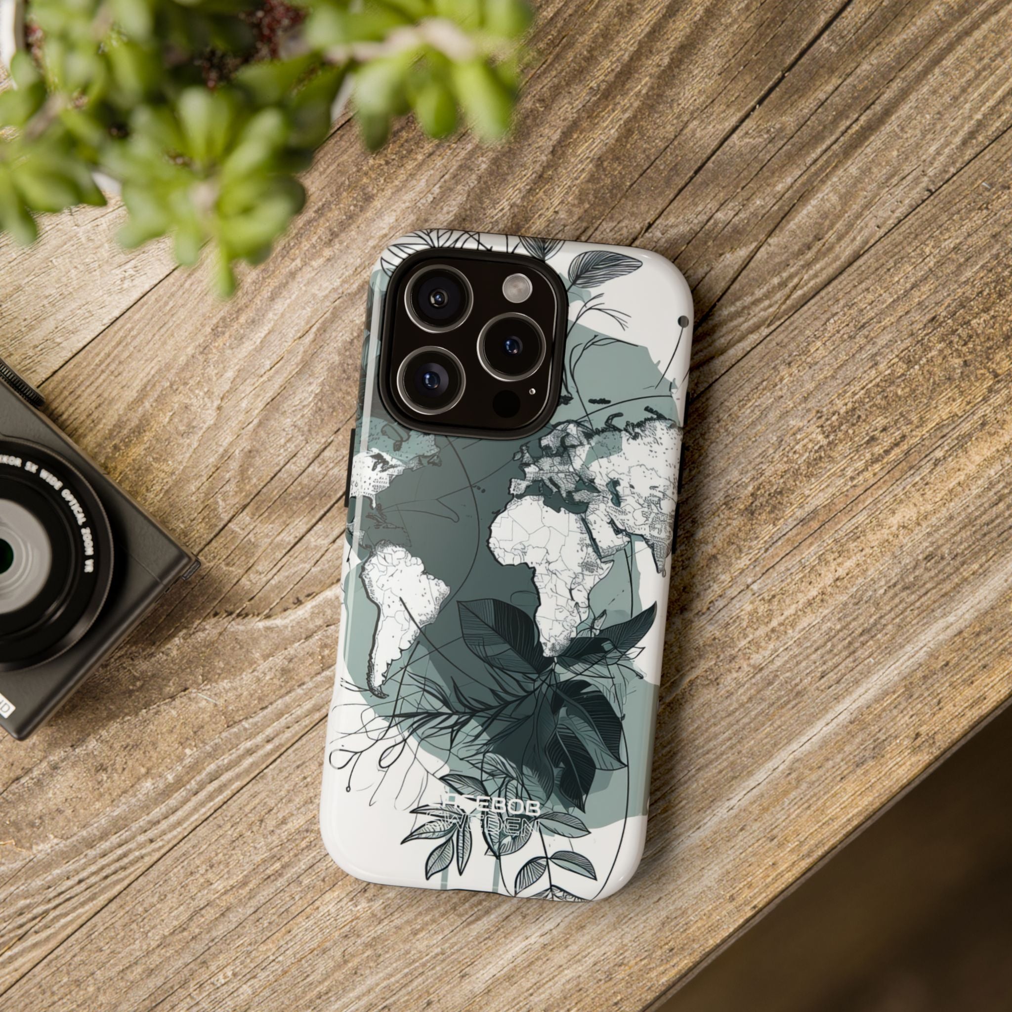 Botanische Weltkarte iPhone 16 - Robust