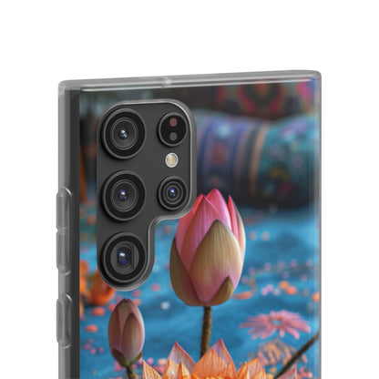 Vibrant Lotus Embroidery - Flexi Samsung S22 Phone Case