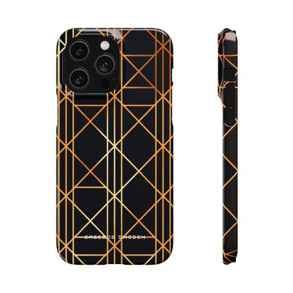 Golden Geometric Elegance iPhone 14 - Slim Phone Case