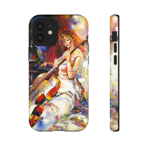 Oil panting - Girl playing Violoncello - Protective Phone Case