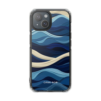 Navy Wave Layers iPhone 15 Case - Impact