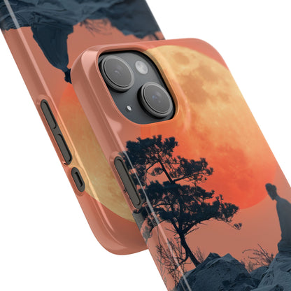 Zen Tranquility Under a Red Moon iPhone 15 - Slim Phone Case