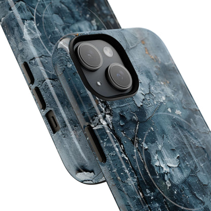 Weathered Blue Tapestry with Cracked Layers iPhone 15 | Tough+ Phone Case