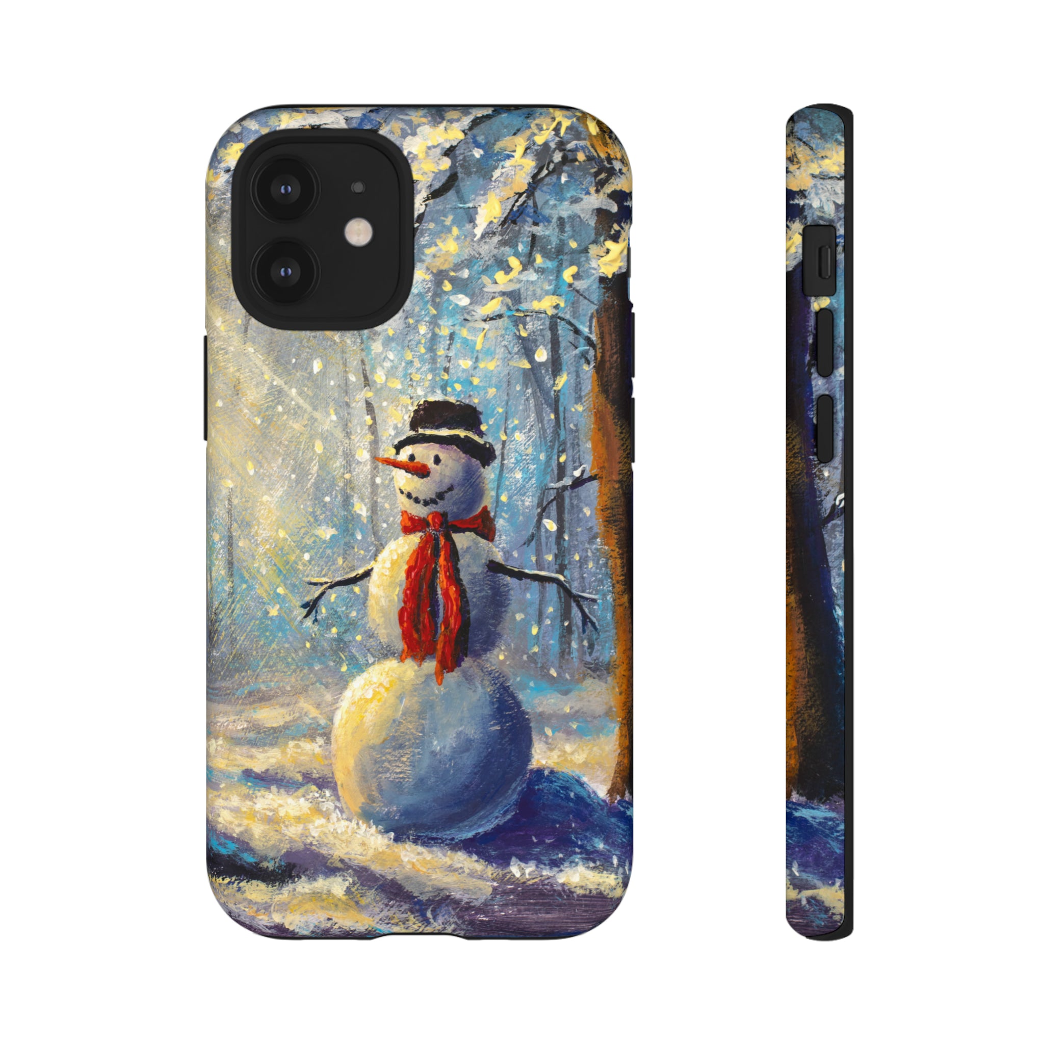 Oil painting - Happy Snowman - Protective Phone Case