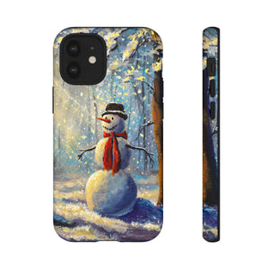 Oil painting - Happy Snowman - Protective Phone Case