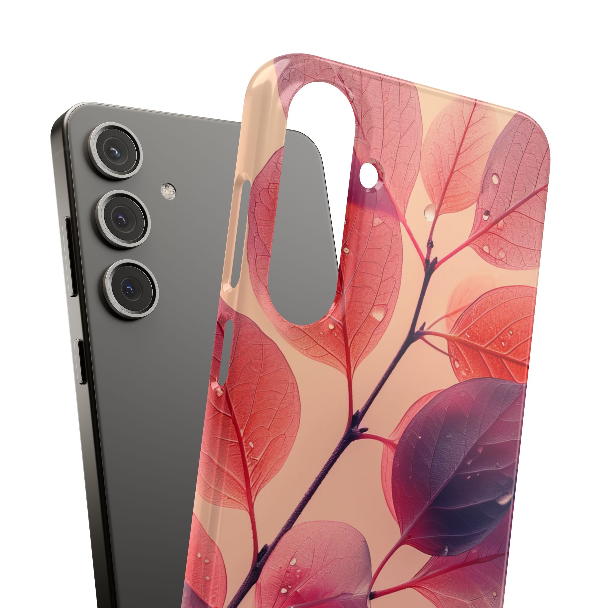 Pink Serenity Leaf Design - Slim Samsung S24 Phone Case