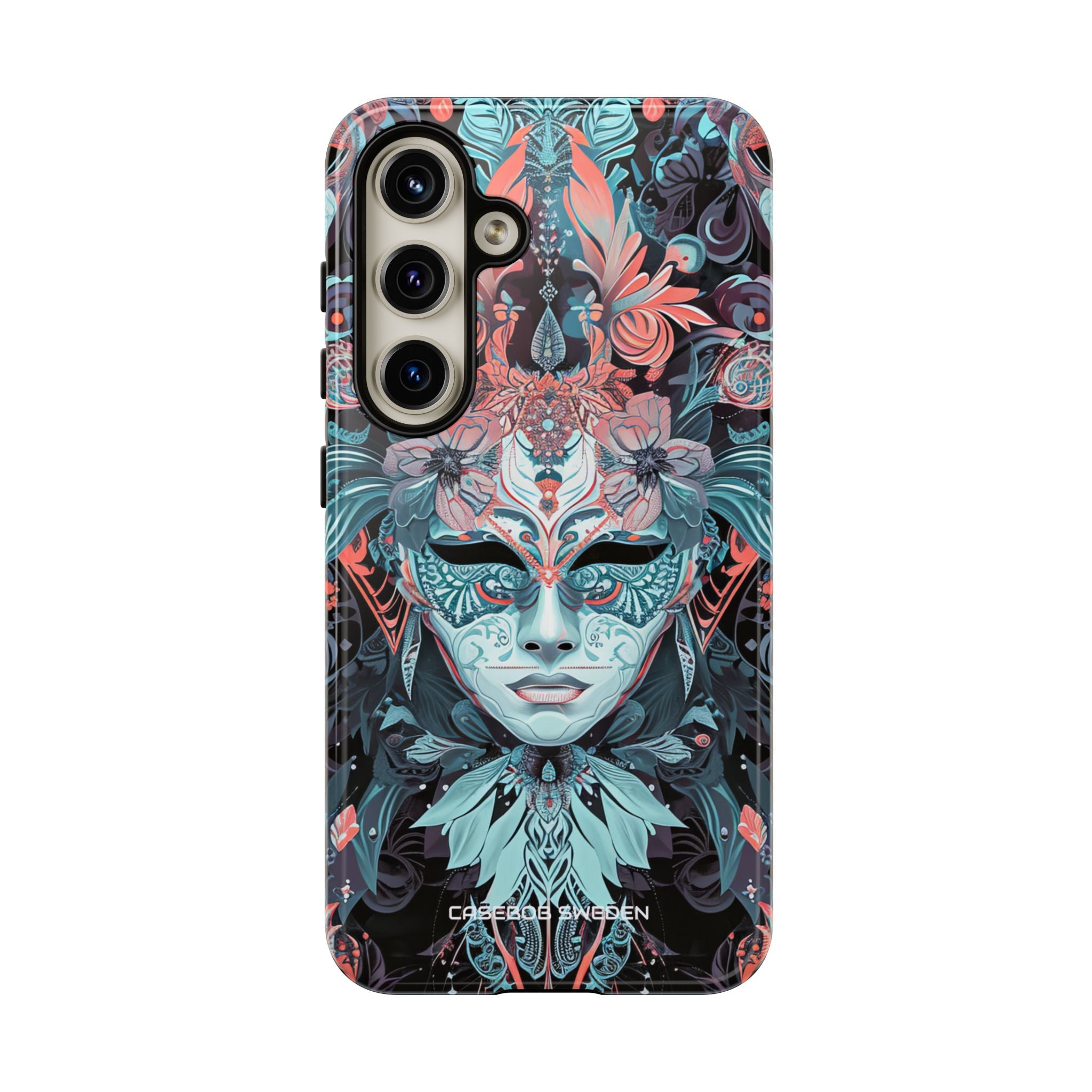 Mystic Teal Coral Mask - Tough Samsung S24 Phone Case