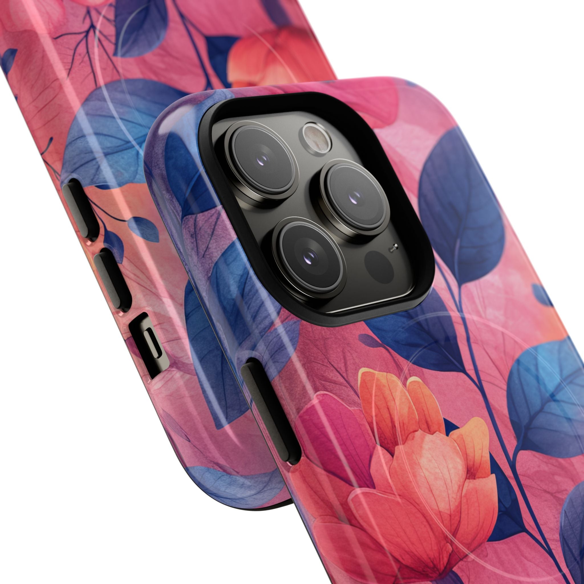 Pink Blue Floral - Tough + MagSafe® iPhone 14 Phone Case