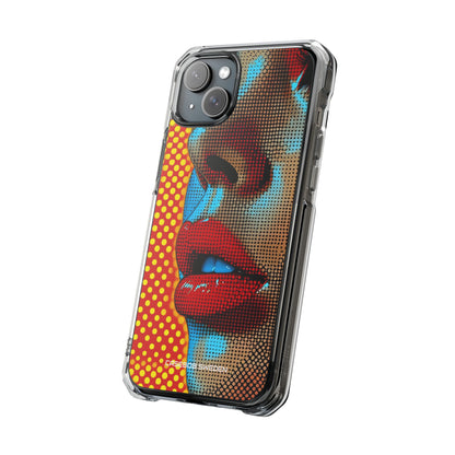 Yellow Red Pop Art Portrait - Clear Impact iPhone 15 Phone Case