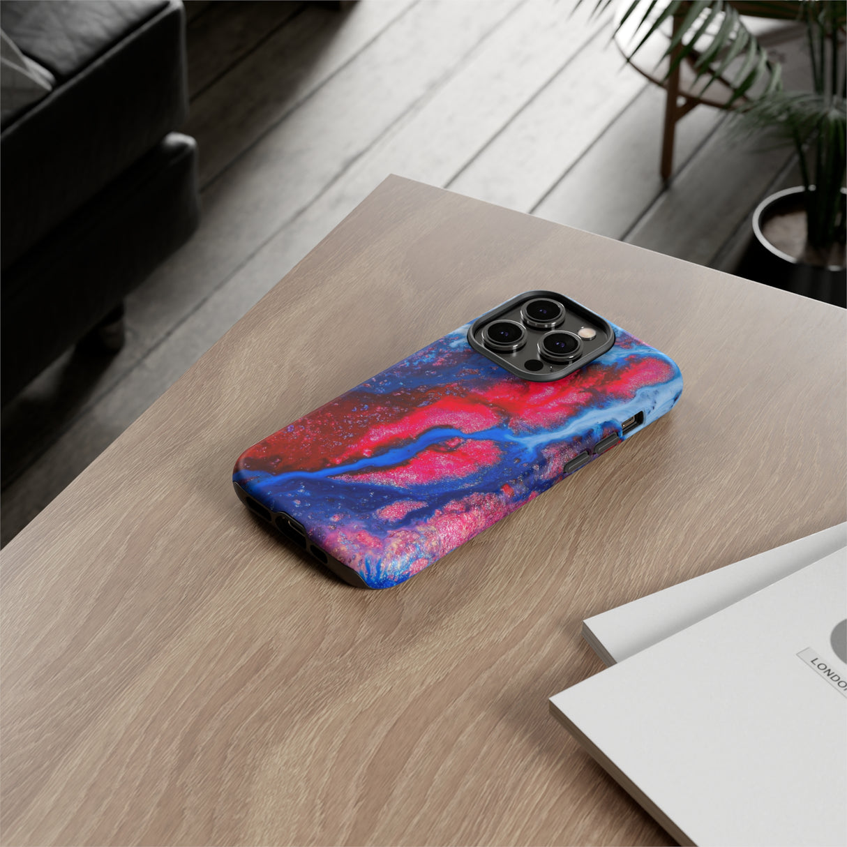 Red n Blue Ink Art iPhone Case (Protective) Phone Case