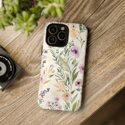 Soft Green Lavender Floral Pattern - Tough iPhone 16 Phone Case