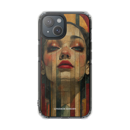 Bold Art Deco Portrait - Clear Impact iPhone 15 Phone Case