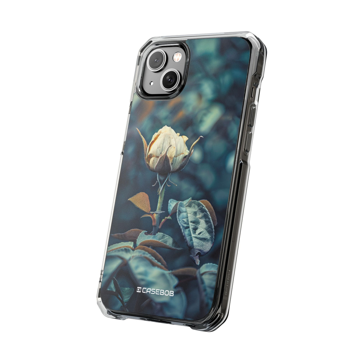 Teal Rosebud Serenade – Handyhülle für iPhone (Clear Impact – Magnetisch)