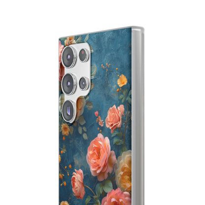 Blue Floral Elegance - Flexi Samsung S23 Phone Case