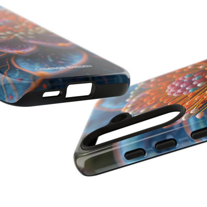 Blue-Orange Floral Swirl - Tough Samsung S24 Phone Case