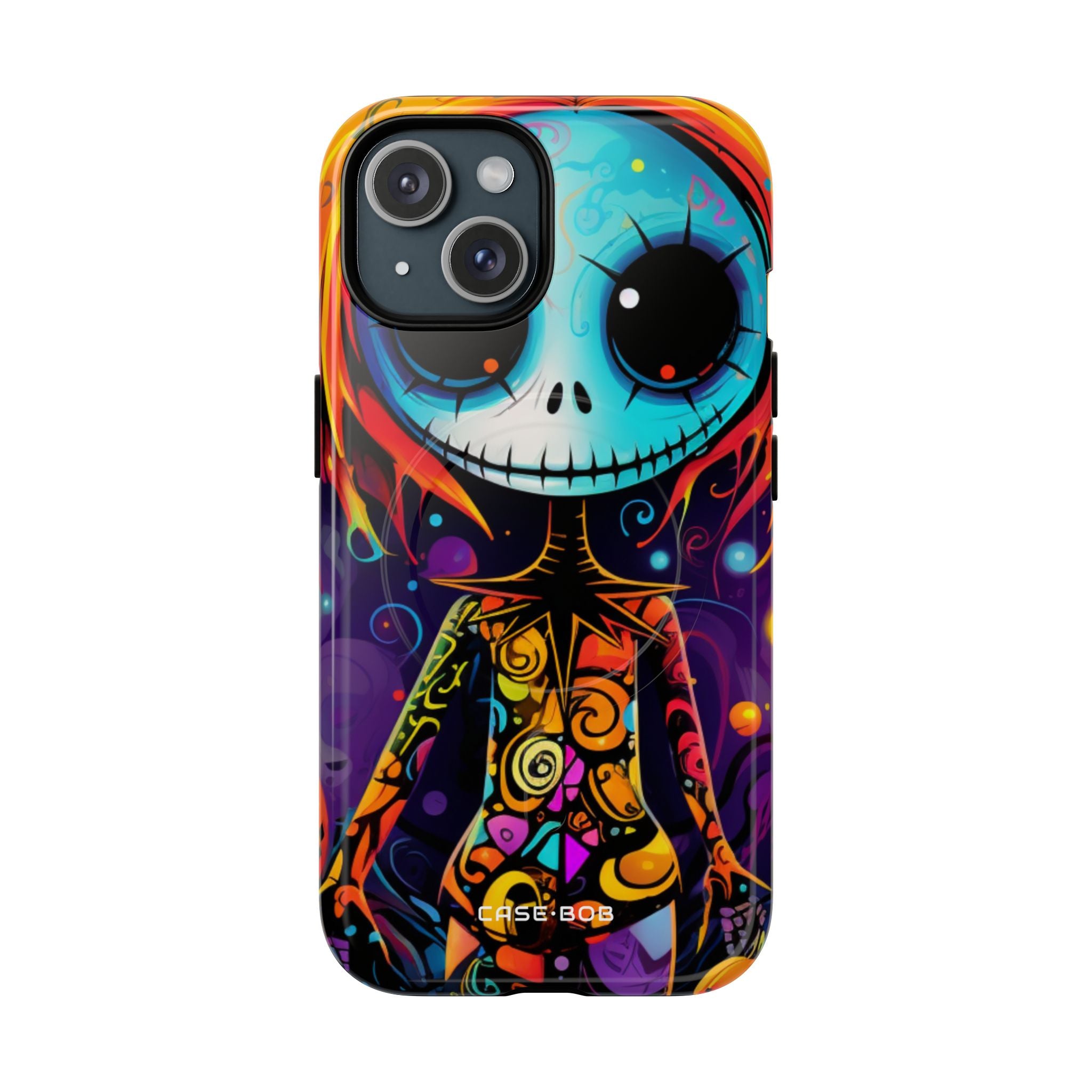 Blue Skull Swirl iPhone 15 Case - Tough+
